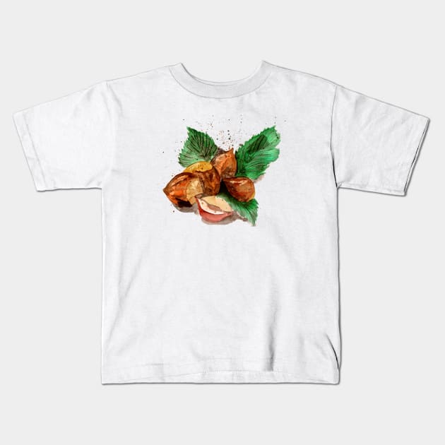 Hazelnuts Watercolor Kids T-Shirt by ZeichenbloQ